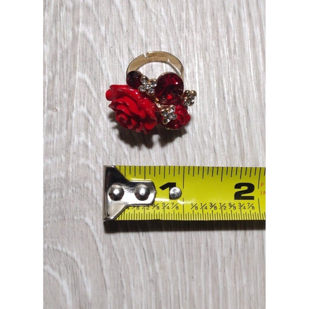 Oversize Rose - Gold Plated - Adjustable Floral Statement Ring - New - Picture 6 of 9